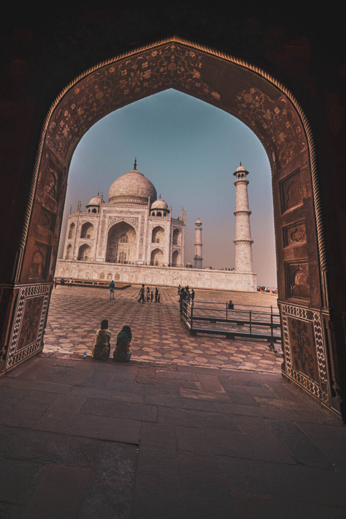 Taj Mahal complex (photo October 26, 2019): mausoleum east face from Mihman Khiman