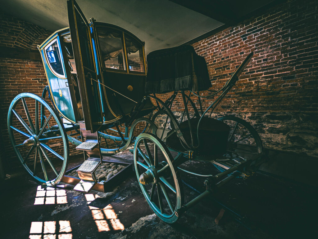 John Brown House, Providence (photo April 22, 2022): carriage used by George Washington..