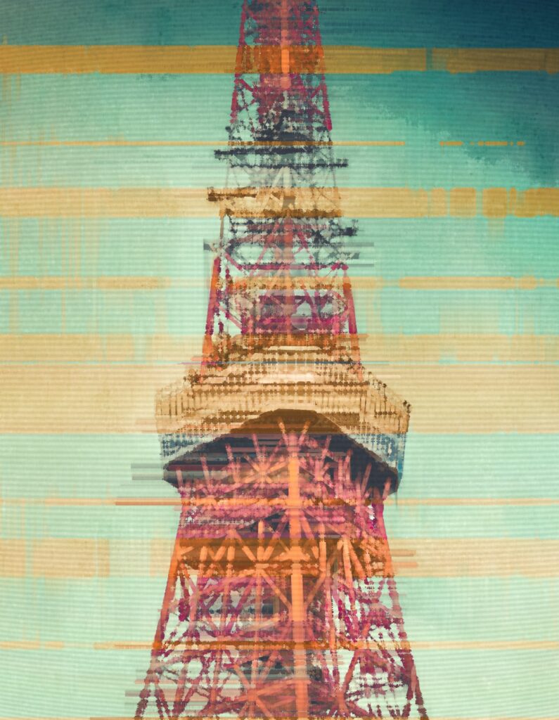 Tokyo Tower (April 22, 2025) digitally glitched