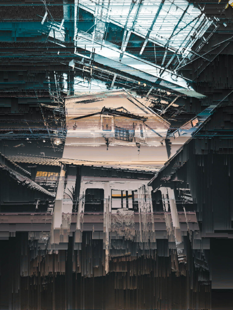 Fukagawa Edo Museum, Koto City, Tokyo (April 23, 2025) dozo kura storehouse, digitally glitched