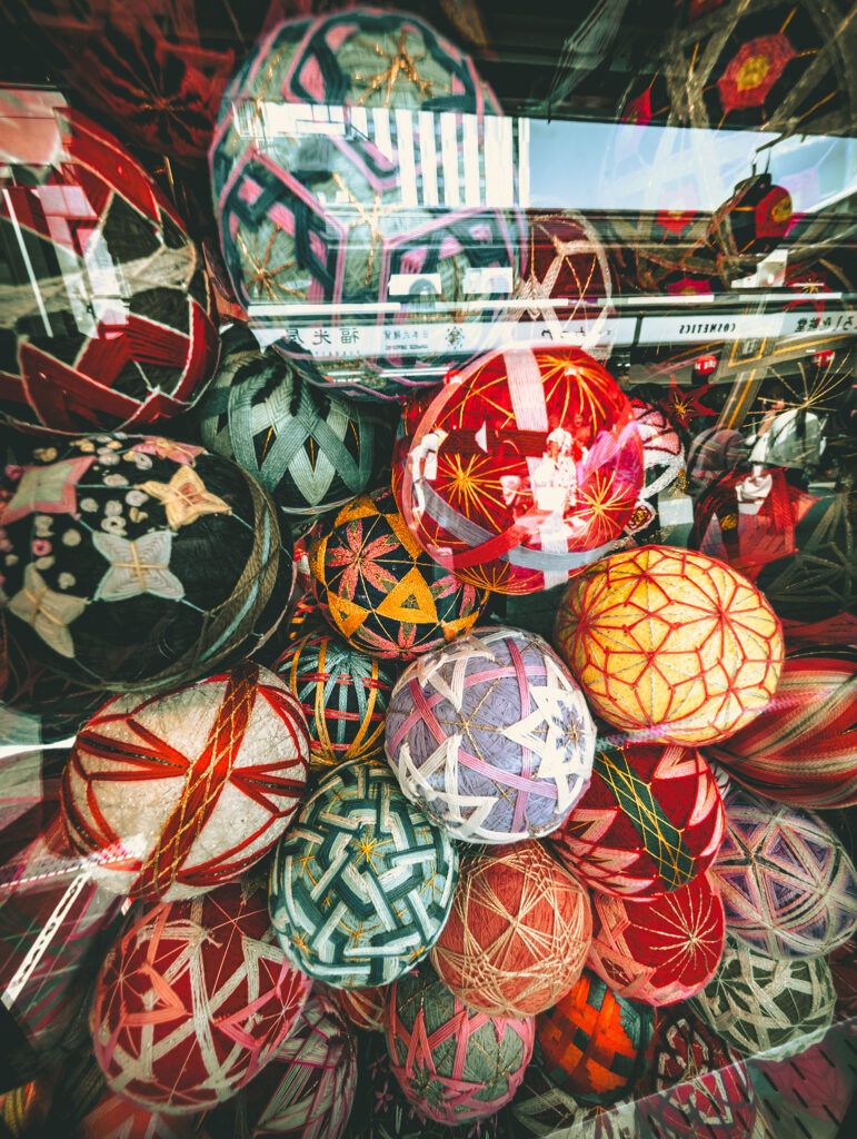 Sensō-ji, Asakusa (April 19, 2025), temari (手毬) balls displayed on Nakamise-dōri