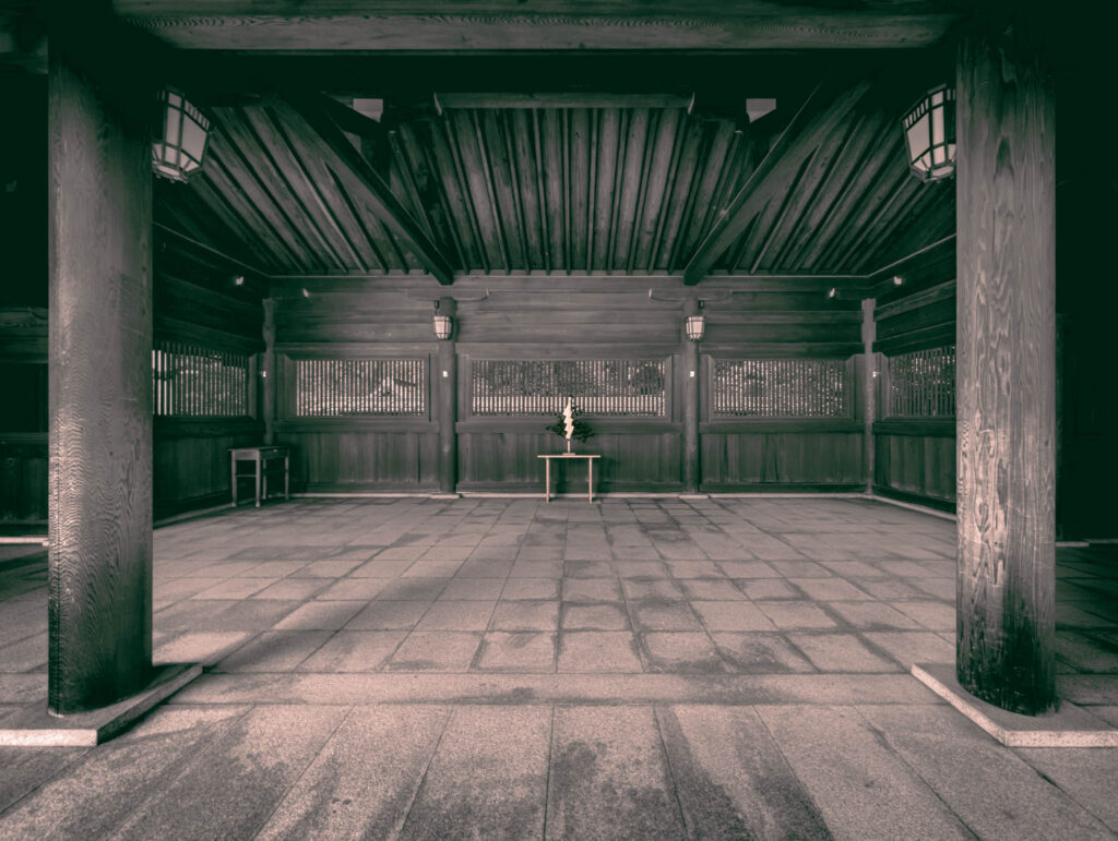 Meiji Jingu, Tokyo (April 25, 2025): shide displayed