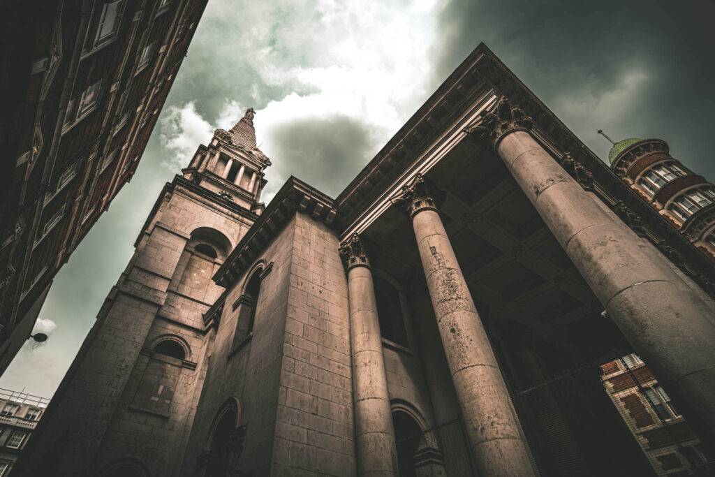 St. George’s, Bloomsbury (April 16, 2023) Nicholas Hawksmoor architect, 1730; Tim Crawley sculptor, 1996.