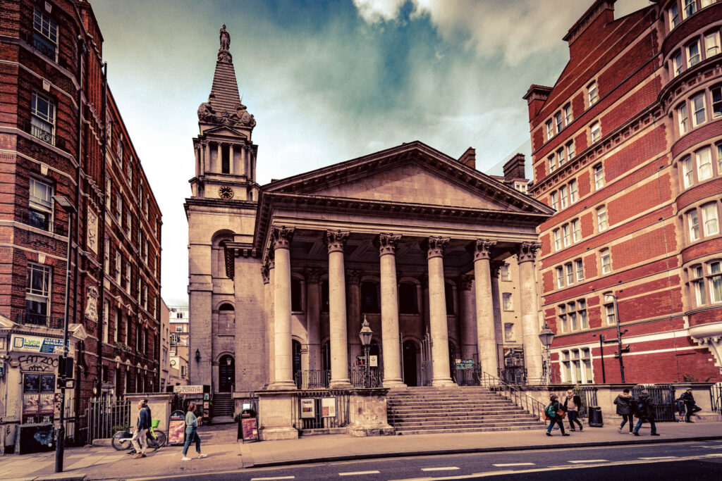 St. George’s, Bloomsbury (April 16, 2023) Nicholas Hawksmoor architect, 1730; Tim Crawley sculptor, 1996.