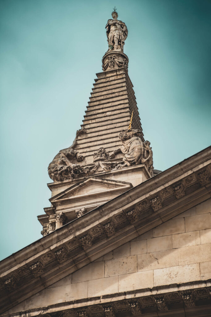 St. George’s, Bloomsbury (April 16, 2023) Nicholas Hawksmoor architect, 1730; Tim Crawley sculptor, 1996.