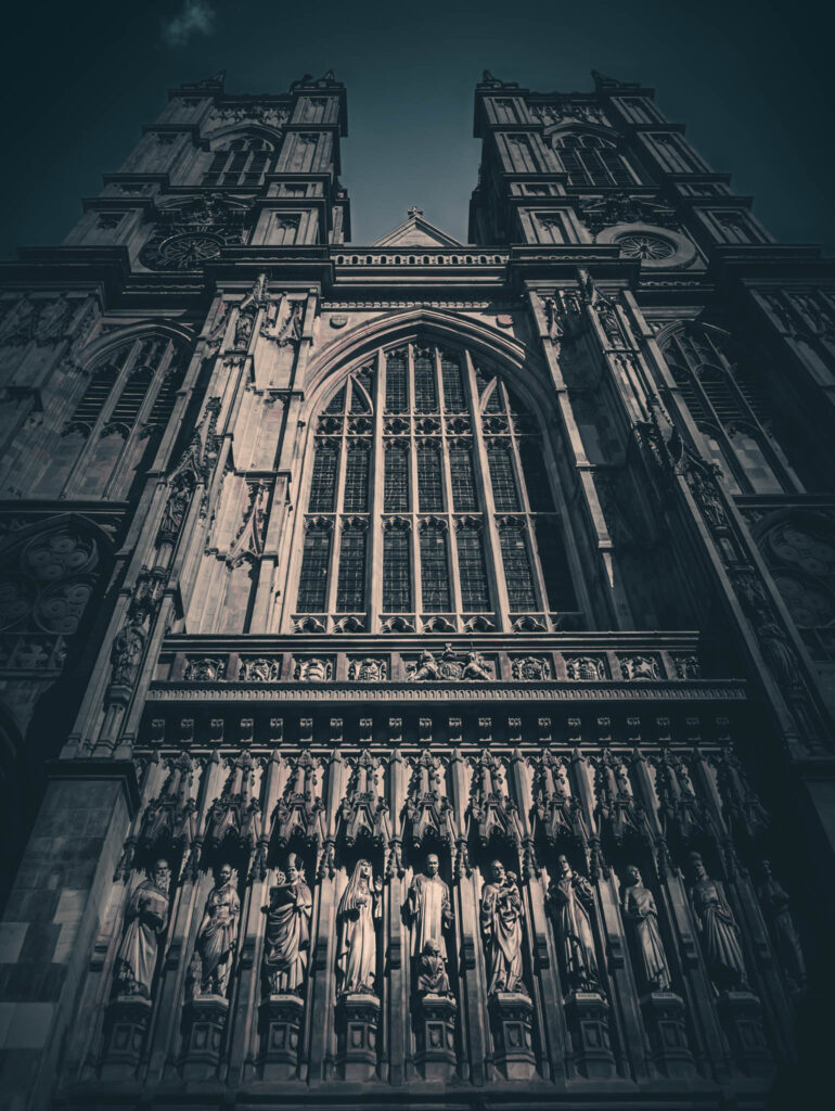 Westminster Abbey (photo April 17, 2023) west facade, Nicholas Hawksmoor & John James architects, 1740's