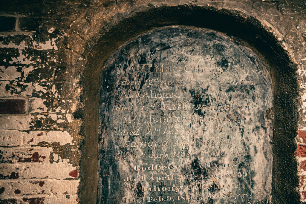 Old North Church (Christ Church in the City of Boston) (b. 1723, photo August 21, 2025): crypt tomb.