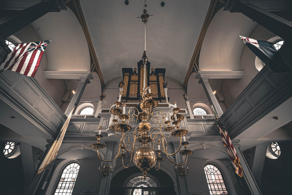 Old North Church (Christ Church in the City of Boston) (b. 1723, photo August 21, 2025) organ by Thomas Johnston 1759.