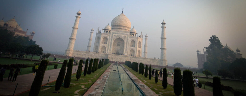Taj Mahal (photo October 26, 2019): mausoleum south face from charbagh
