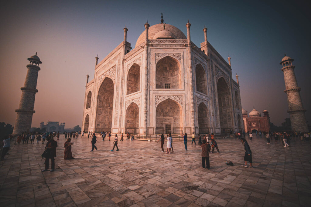 Taj Mahal (photo October 26, 2019): mausoleum south face from charbaghTaj Mahal (photo October 26, 2019): mausoleum north & west faces