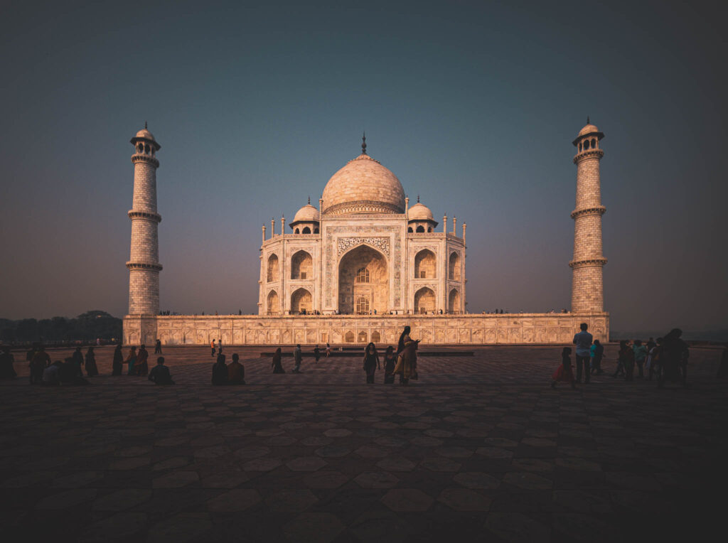 Taj Mahal (photo October 26, 2019): mausoleum east face from Mihman Khiman forecourt