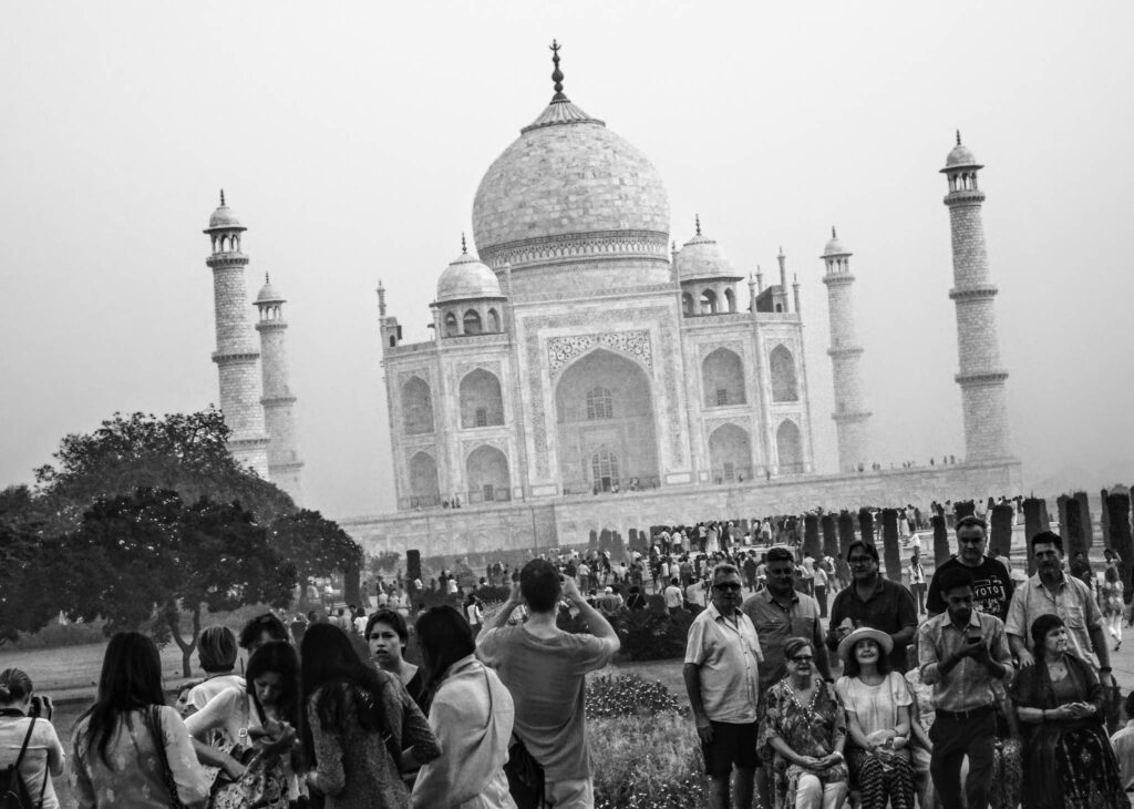 Taj Mahal (photo October 26, 2019): mausoleum south face from charbagh