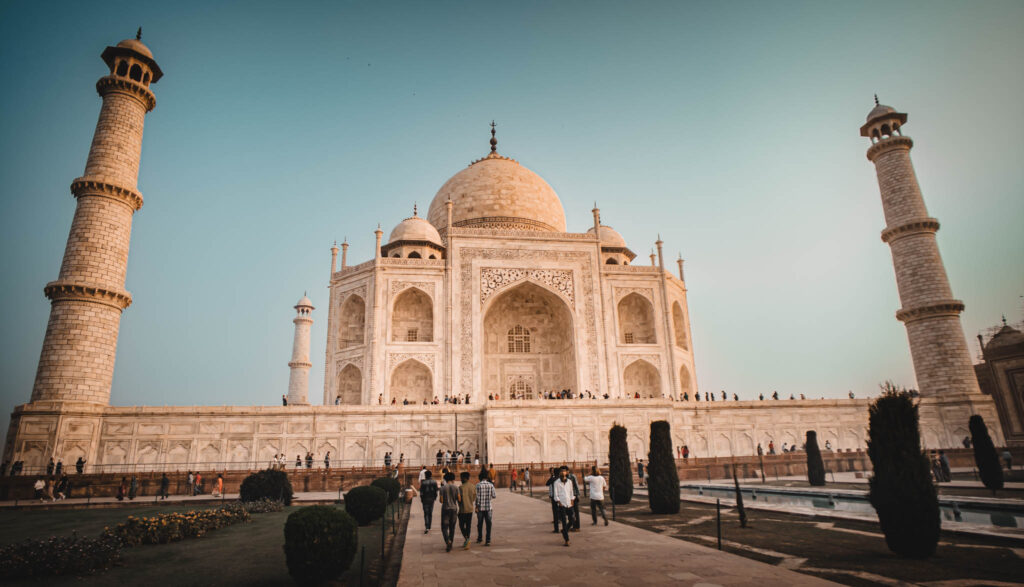 Taj Mahal complex (photo October 26, 2019): mausoleum south face from charbagh