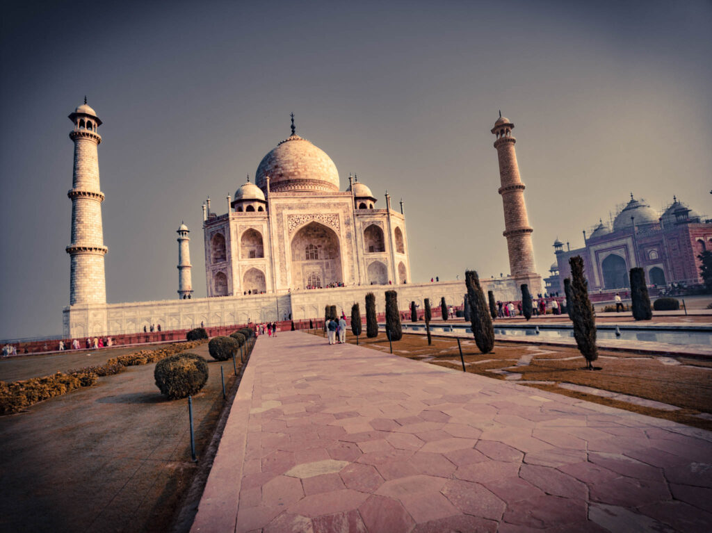 Taj Mahal (photo October 26, 2019): mausoleum south face from charbagh
