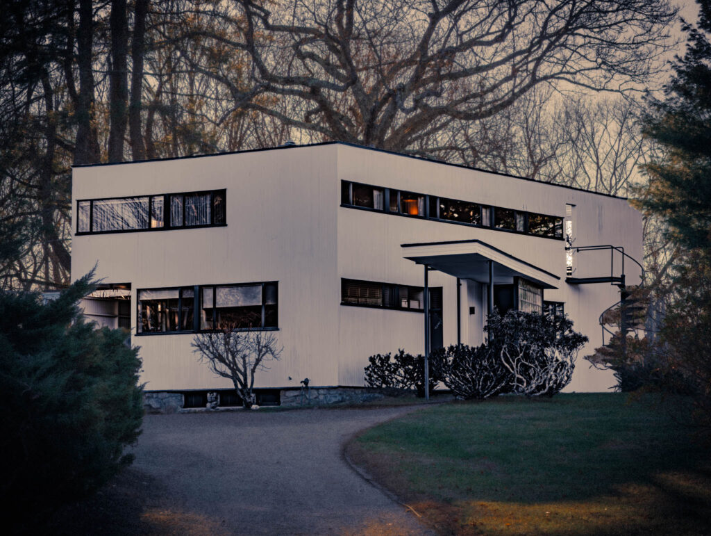 Gropius House, Lincoln, Massachussetts, b. 1939, Walter Gropius archit. (photo November 29, 2025): view from northeast