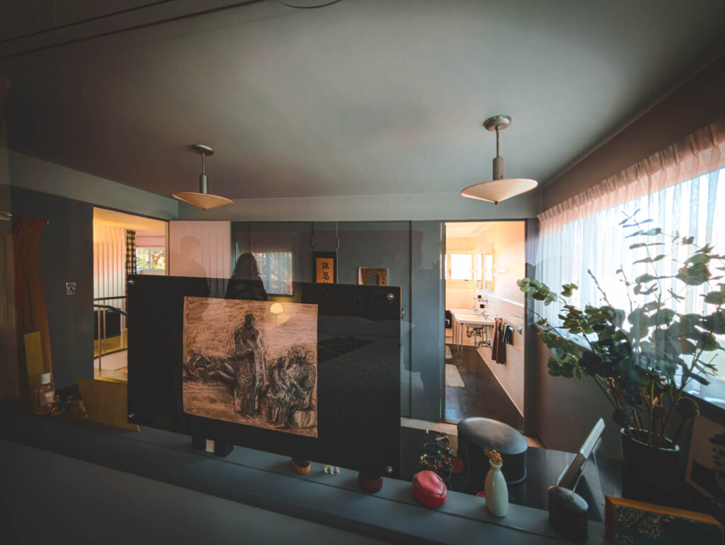 Gropius House, Lincoln, Massachussetts, b. 1939, Walter Gropius archit. (photo November 29, 2025): view from bedroom into dressing room