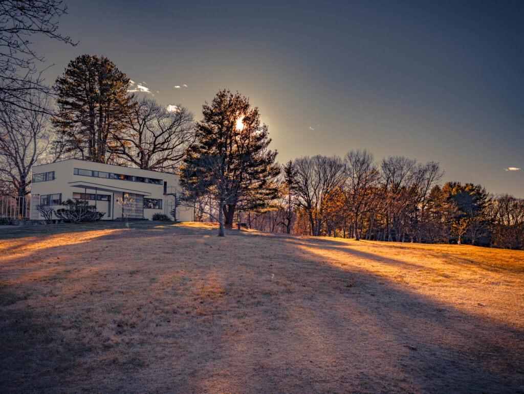 Gropius House, Lincoln, Massachussetts, b. 1939, Walter Gropius archit. (photo November 29, 2025): view from northeast
