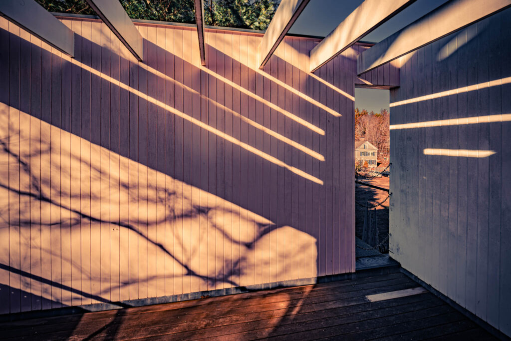 Gropius House, Lincoln, Massachussetts, b. 1939, Walter Gropius archit. (photo November 29, 2025): roof deck