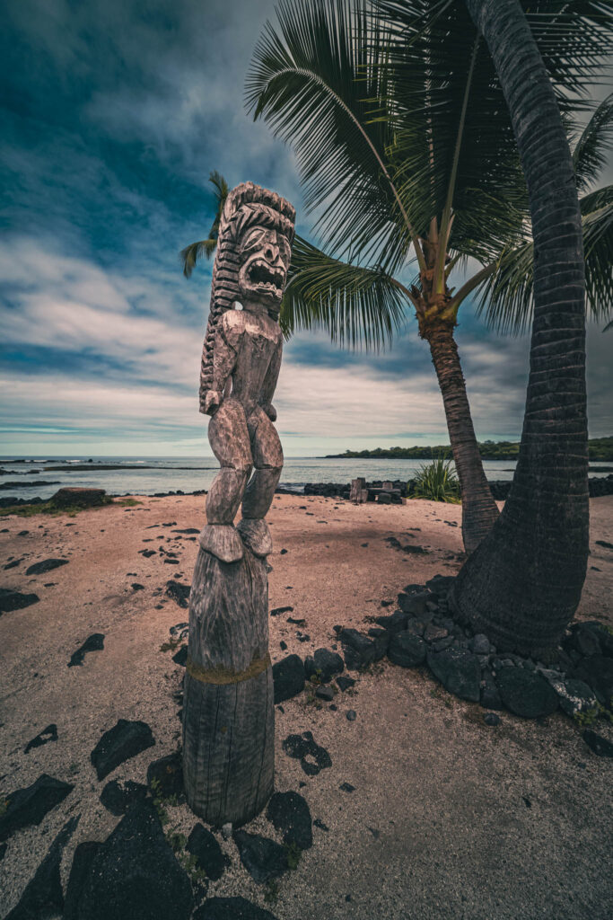 Puʻuhonua o Hōnaunau National Historical Park, Hōnaunau, Hawai'i (photo August 21, 2021): kiʻi (deity statue, recreated 2004).
