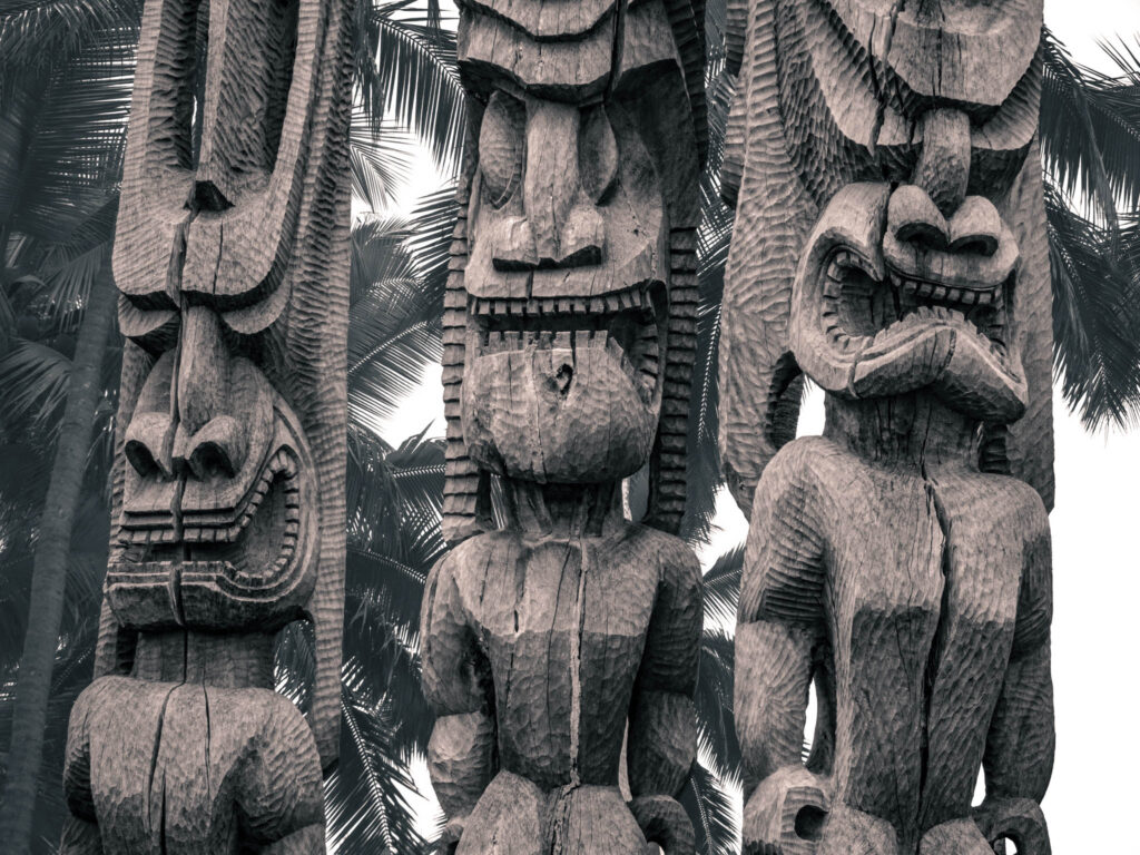 Puʻuhonua o Hōnaunau National Historical Park, Hōnaunau, Hawai'i (photo August 21, 2021): kiʻi (deity statues, recreated 2004).