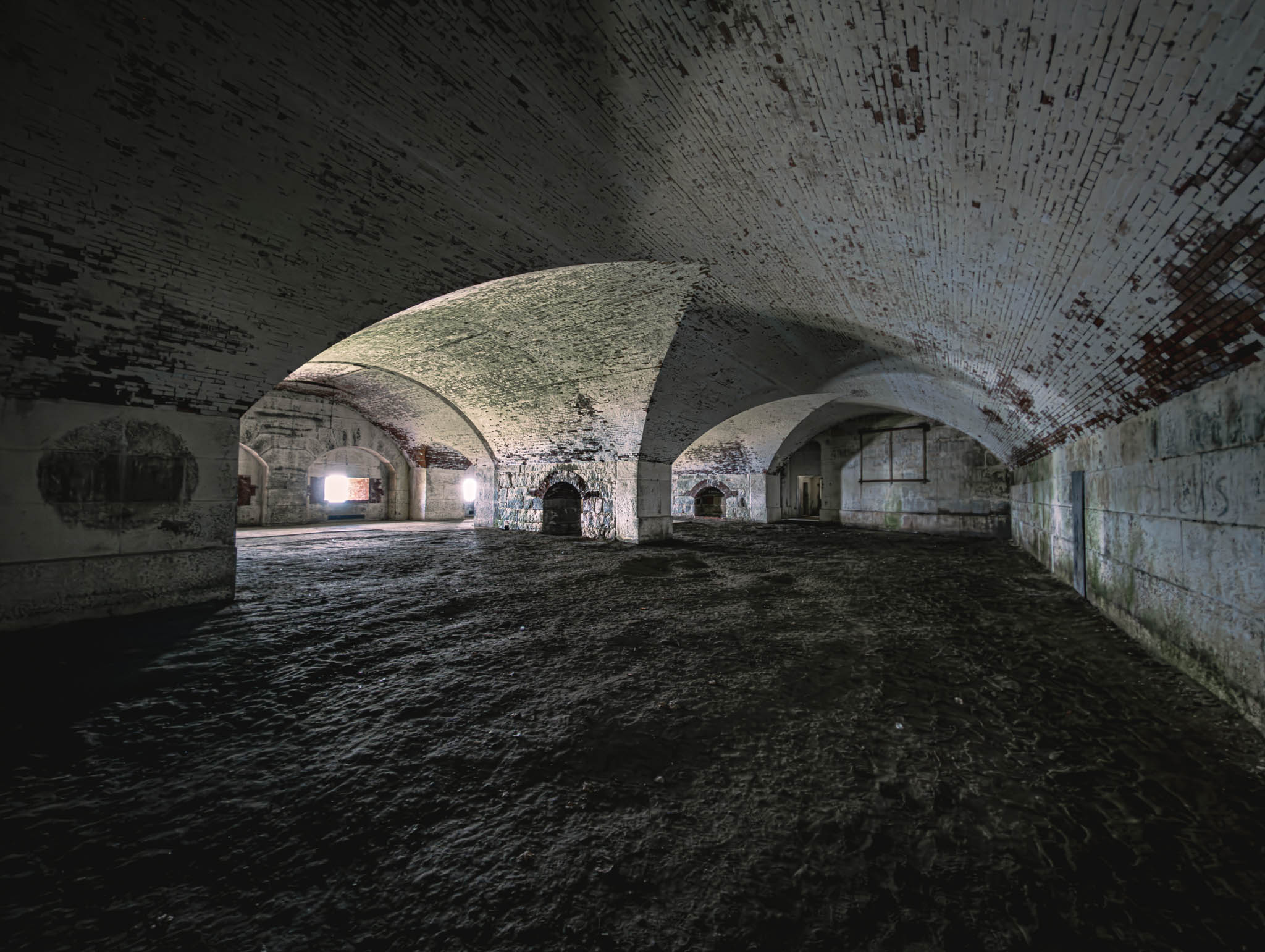 Fort Warren, Georges Island (photo June 19, 2026) Bastion A "Dark Arches" casemated battery for 15-inch Rodman guns, 1870s.