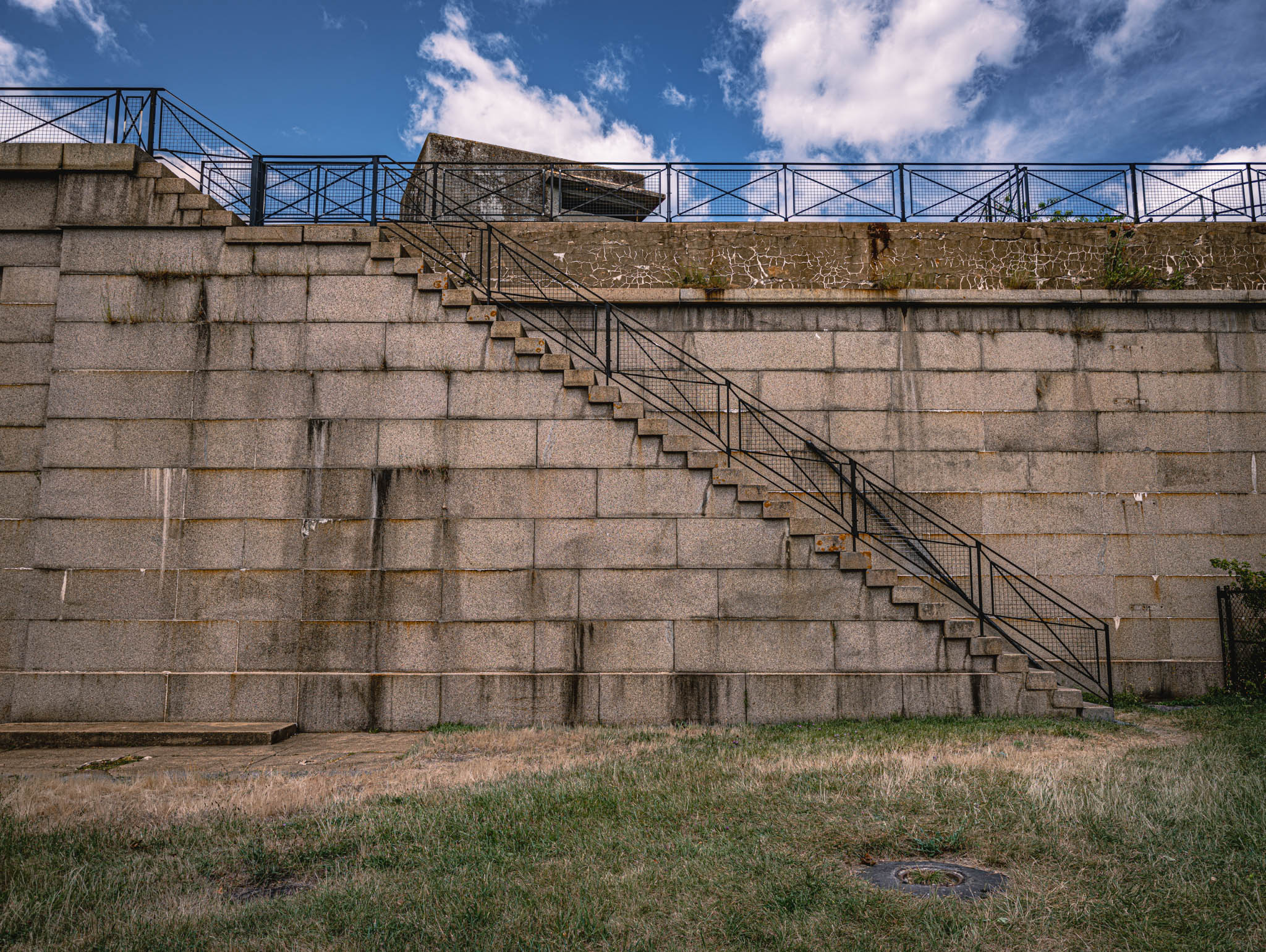 Fort Warren, Georges Island (photo June 19, 2026) Front II facing Parade Ground, with 20thC ranging tower above.