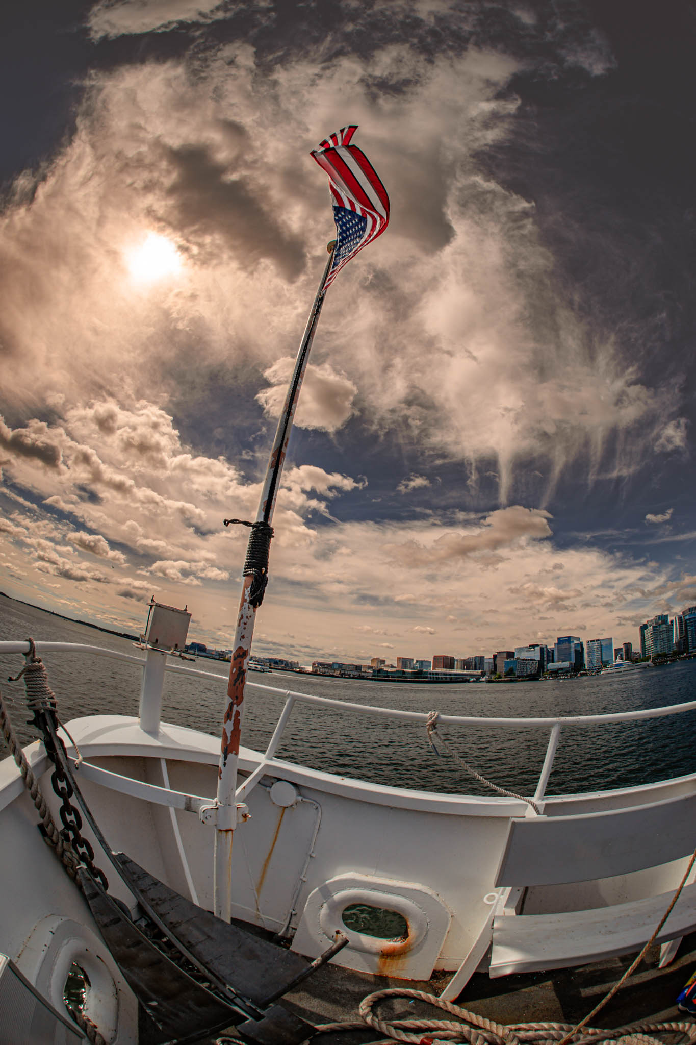 Inner Boston Harbor (photo June 19, 2026) view from ferry leaving Long Wharf.