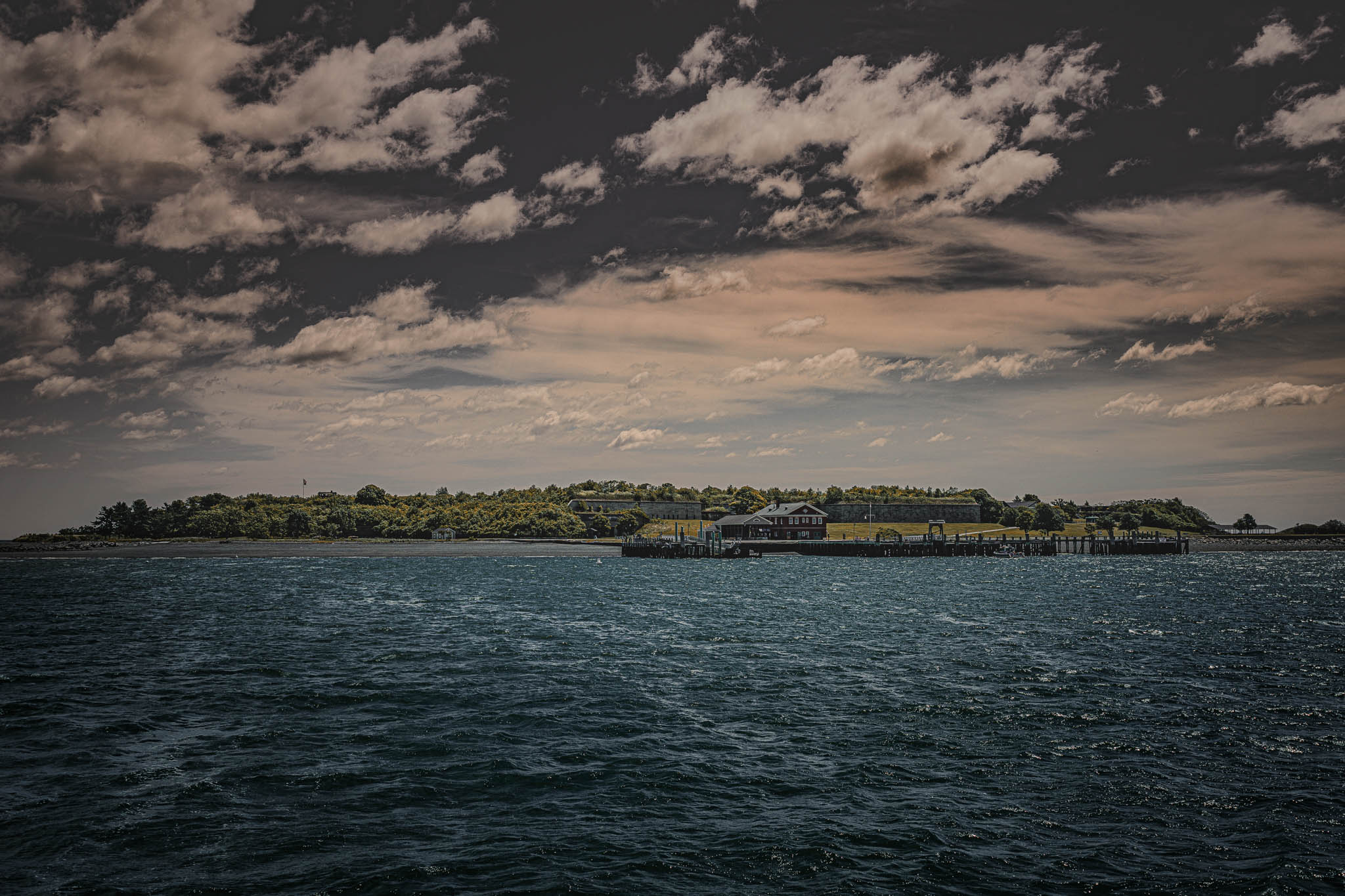 Boston Harbor (photo June 19, 2026) Georges Island, approach from Nubble Channel.