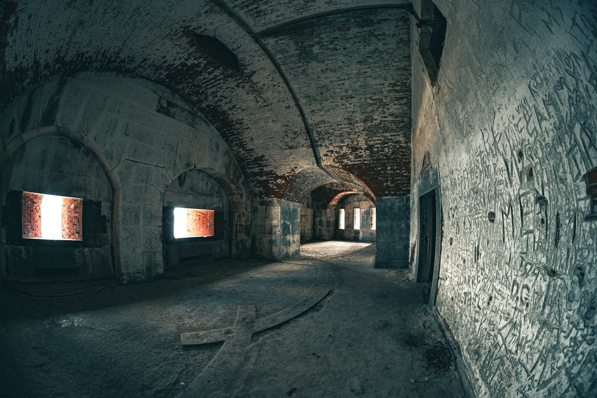 Fort Warren, Georges Island (photo June 19, 2026) Bastion A "Dark Arches" casemated battery for 15-inch Rodman guns, 1870s.