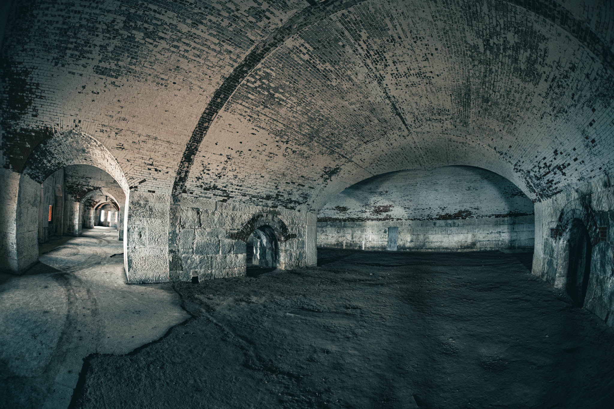 Fort Warren, Georges Island (photo June 19, 2026) Bastion A "Dark Arches" casemated battery for 15-inch Rodman guns, 1870s.