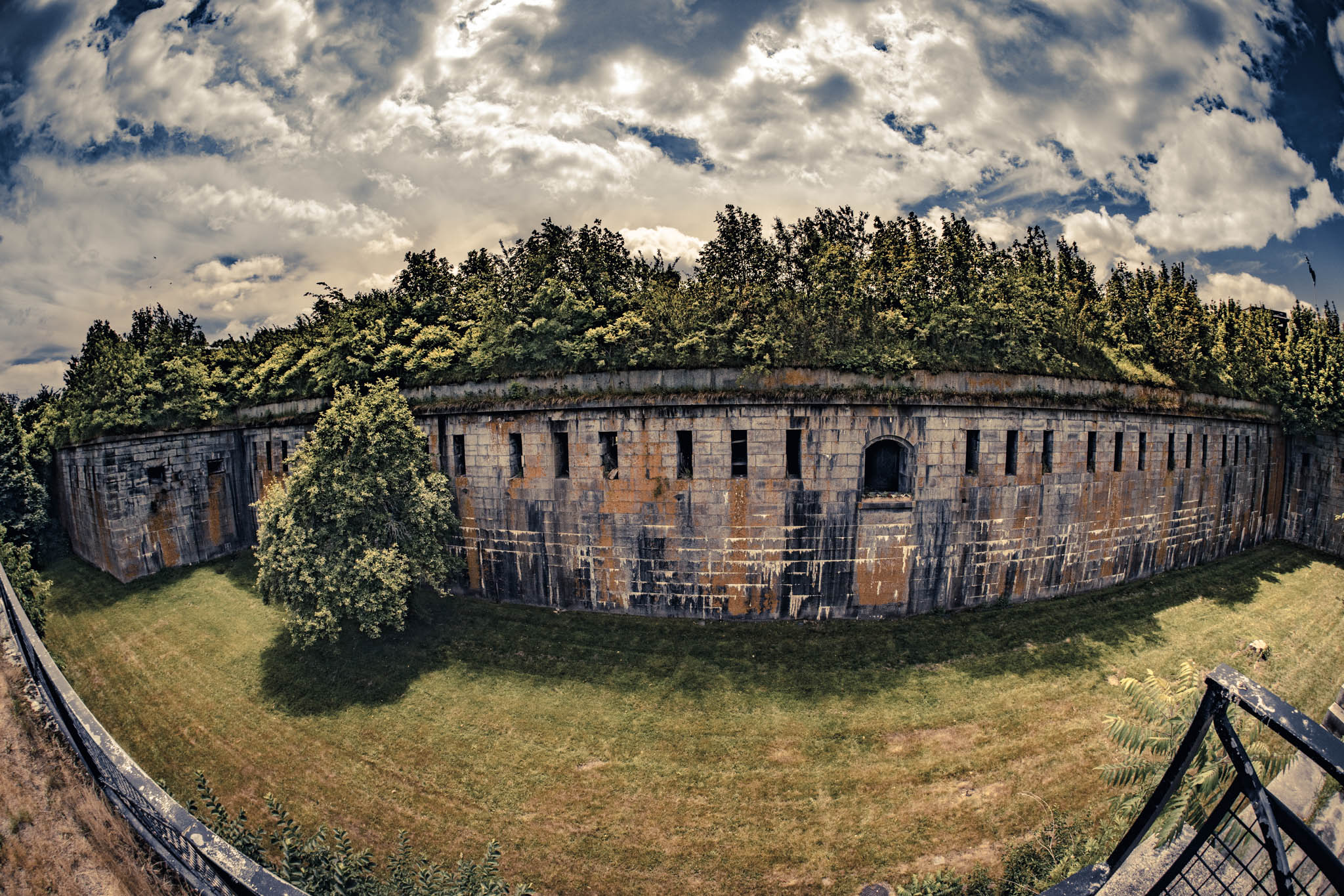 Fort Warren, Georges Island (photo June 19, 2026) Front II across dry moat from coverface, 1850s.