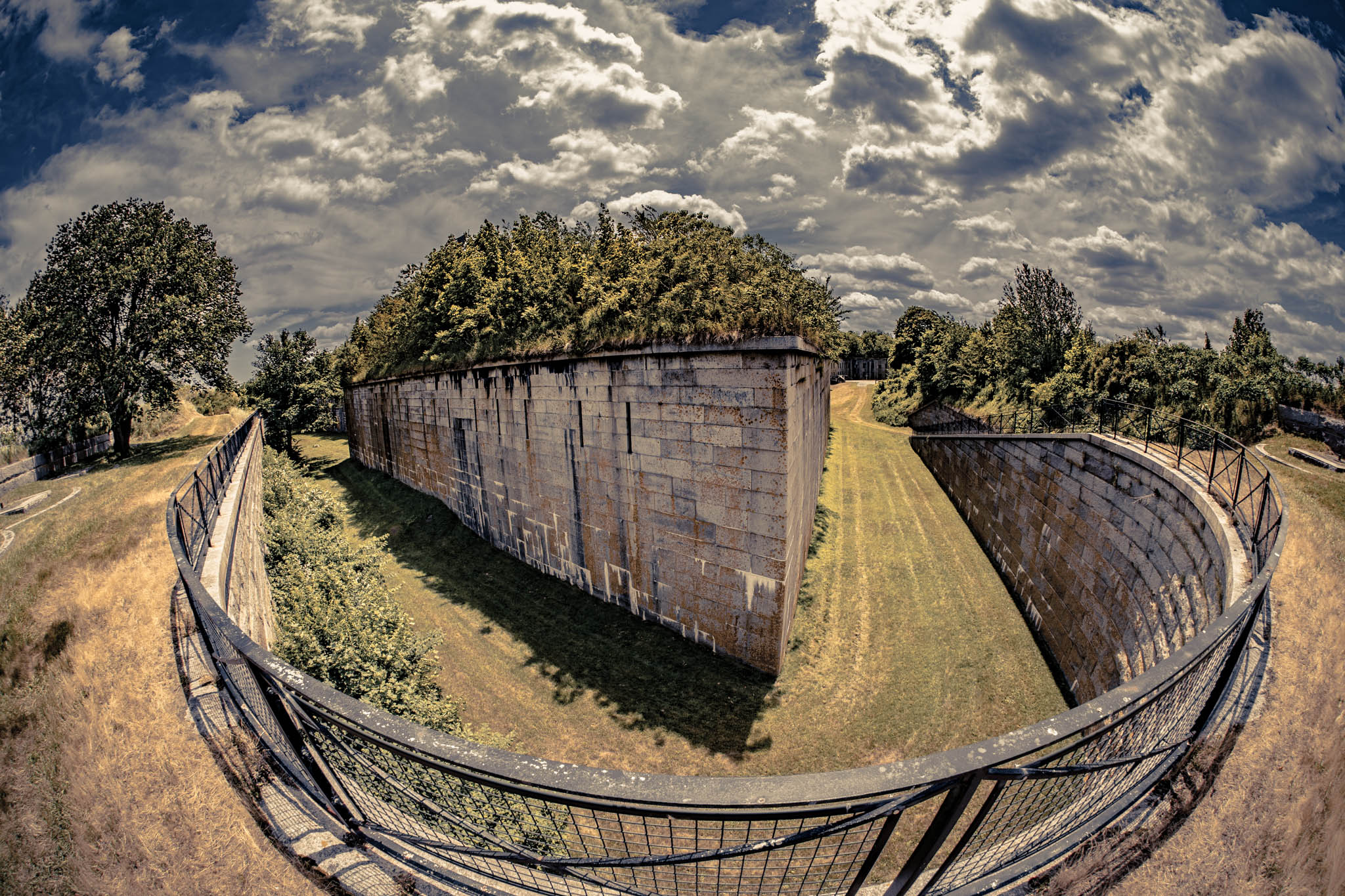 Fort Warren, Georges Island (photo June 19, 2026) Bastion C across dry moat from coverface, 1850s.