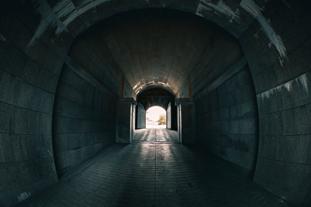 Fort Warren, Georges Island (photo June 19, 2026) Sallyport tunnel through Front III to Parade Ground (completed 1861).