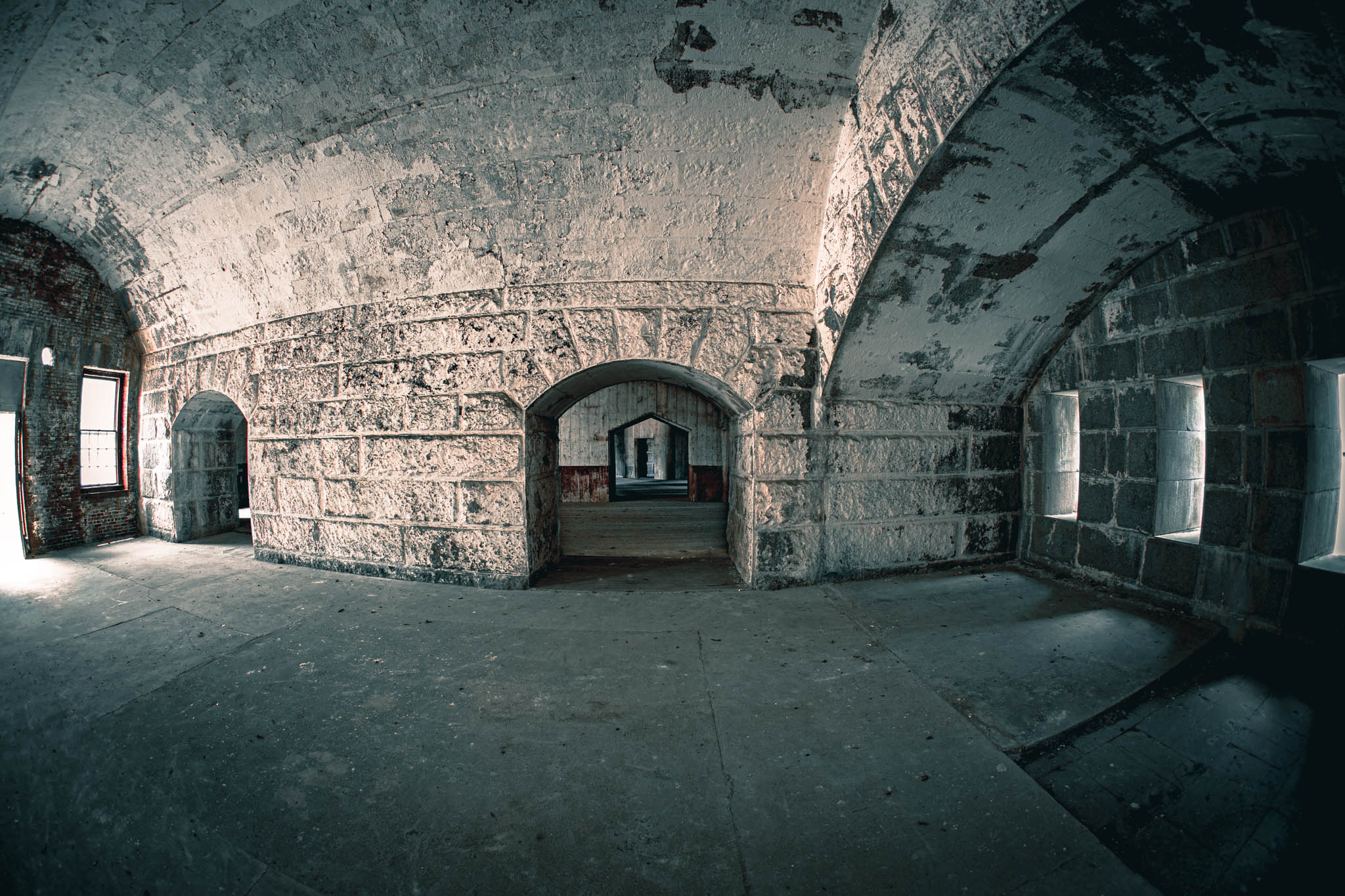 Fort Warren, Georges Island (photo June 19, 2026) Bastion C casemates, 1850s.