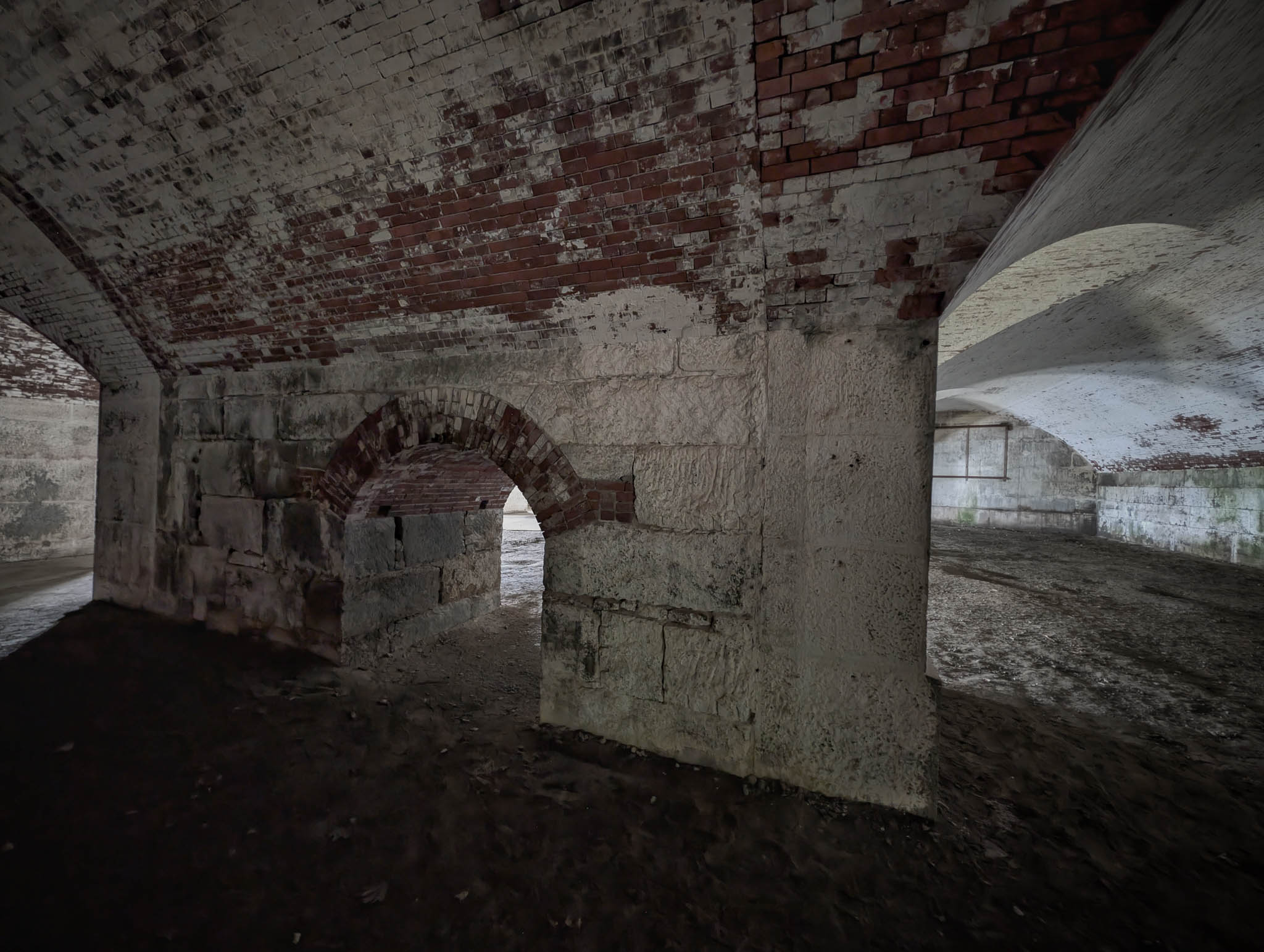 Fort Warren, Georges Island (photo June 19, 2026) Bastion A "Dark Arches" casemated battery for 15-inch Rodman guns, 1870s.