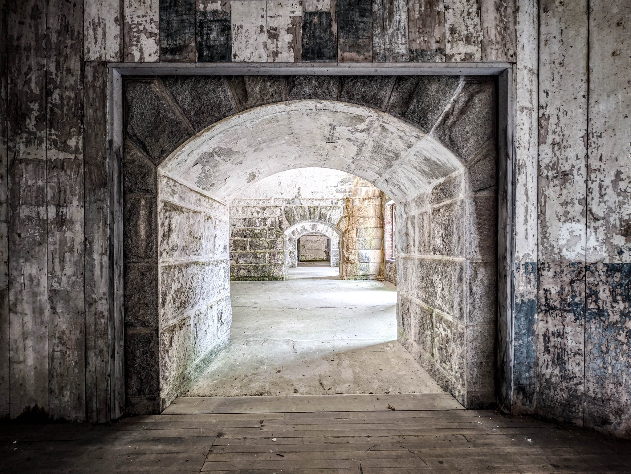 Fort Warren, Georges Island (photo June 19, 2026) Bastion C casemates, 1850s.