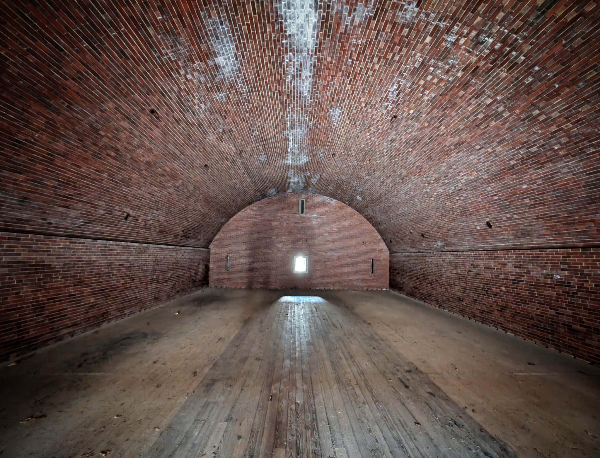 Fort Warren, Georges Island (photo June 19, 2026) interior of main black powder storage magazine, 1860s.