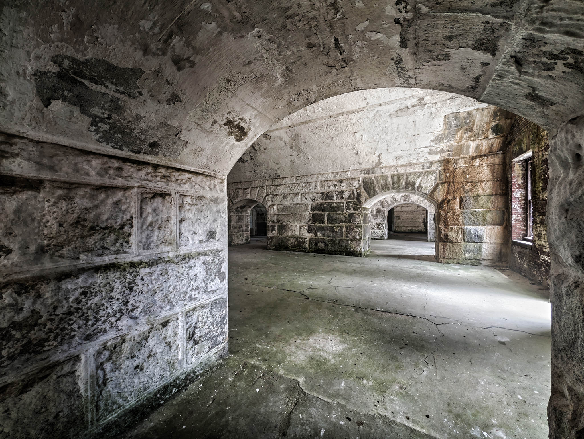 Fort Warren, Georges Island (photo June 19, 2026) Bastion C casemates, 1850s.