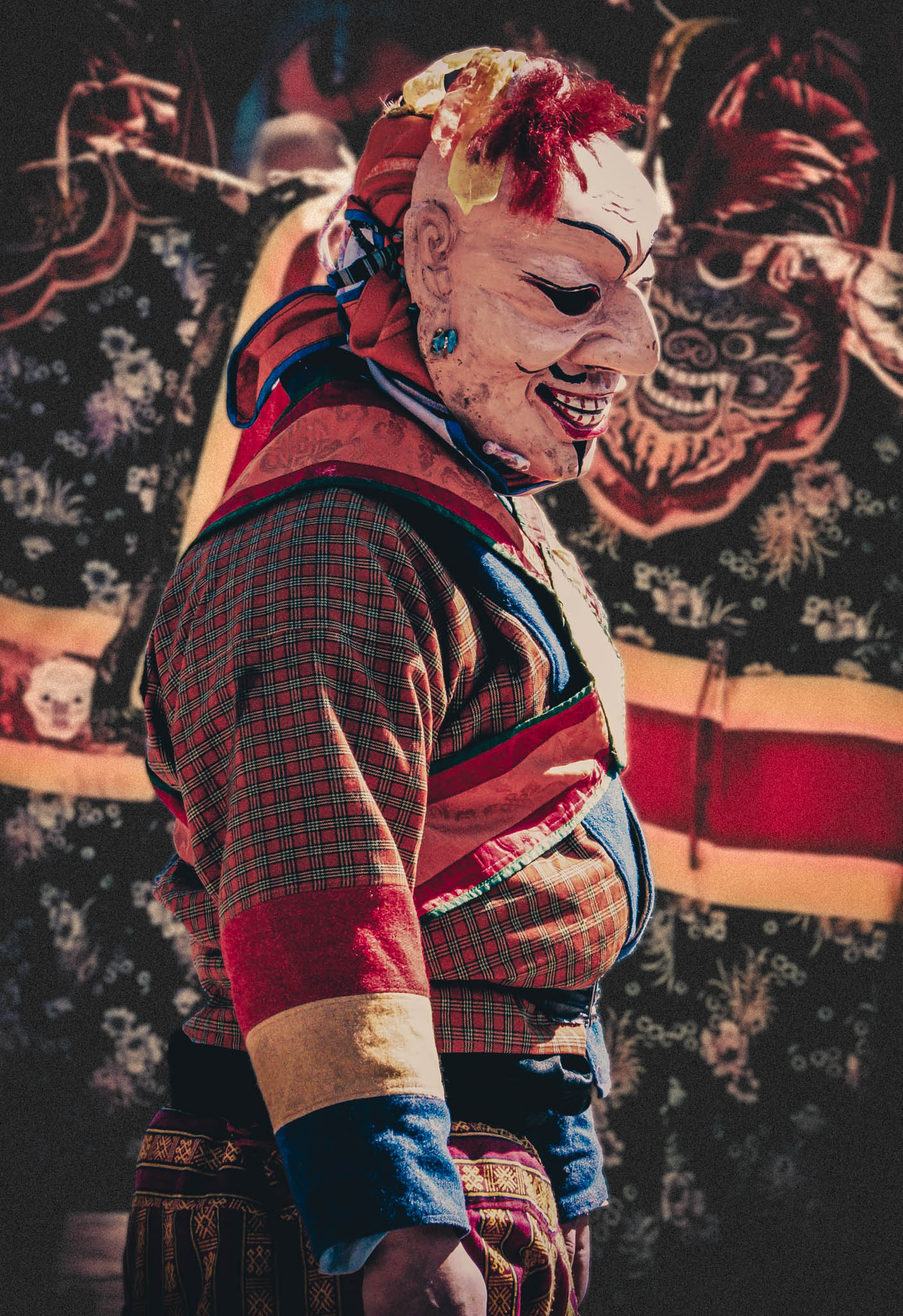 Jambay Lhakhang Drup Festival, Bumthang Valley, Bhutan (photo Oct. 26, 2018) "atsara" clown figure.