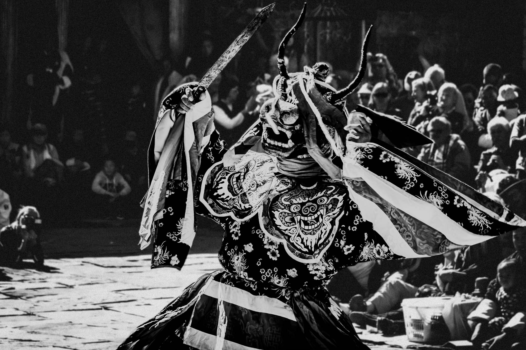 Jambay Lhakhang Drup Festival, Bumthang Valley, Bhutan (photo Oct. 26, 2018) "Shingje Yub Yum" Dance of the Lord of Death and His Consort.