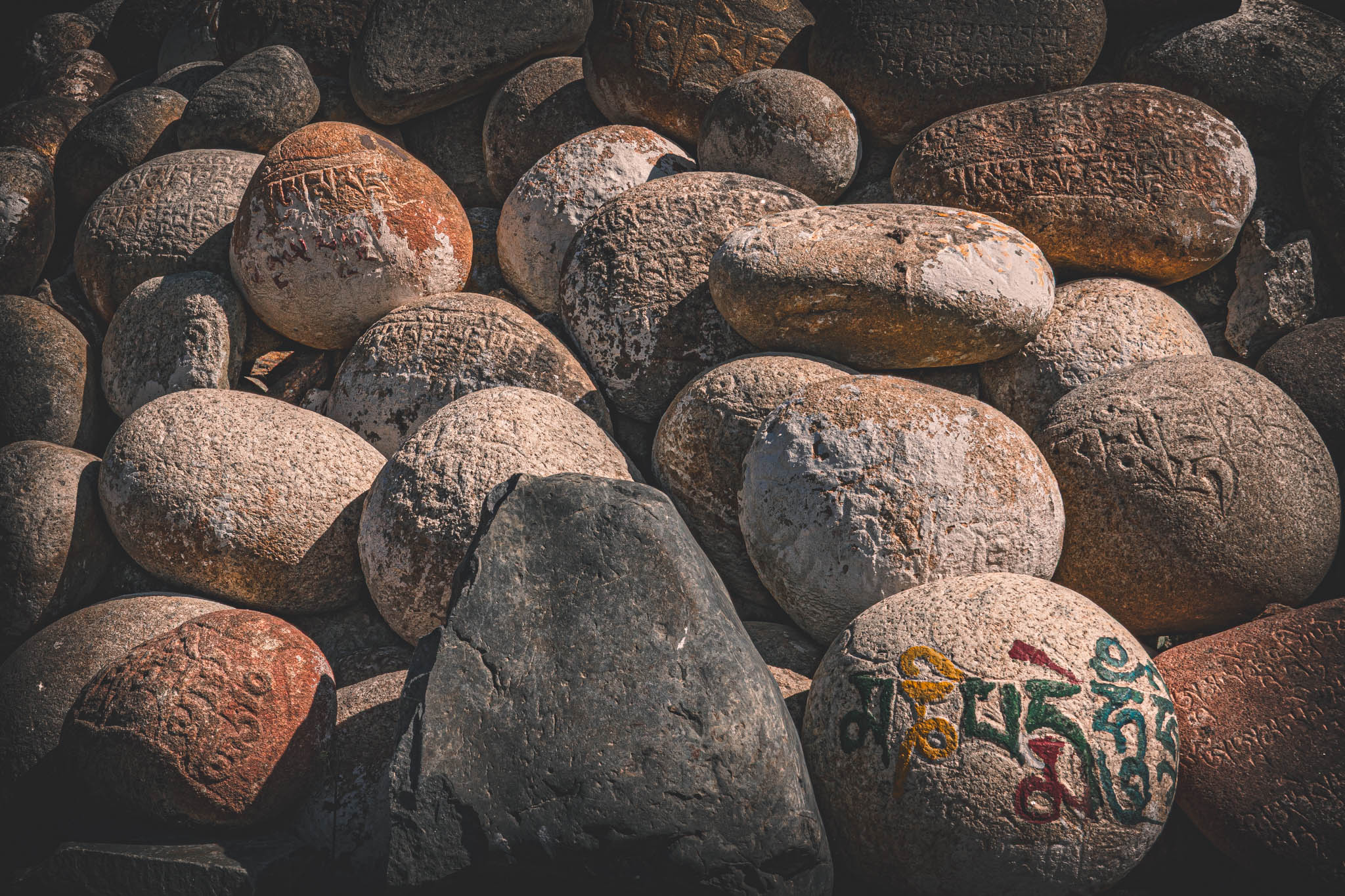 Jambay Lhakhang, Bumthang Valley, Bhutan (photo Oct. 26, 2018) "dobang" or "mani" pile, a cairn of votive offerings etched with "manipadme" mantra.
