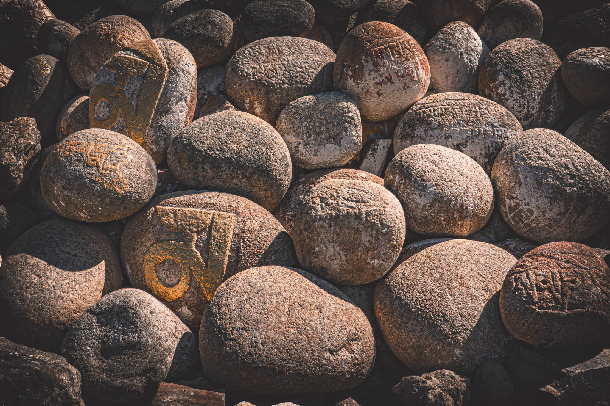 Jambay Lhakhang, Bumthang Valley, Bhutan (photo Oct. 26, 2018) "dobang" or "mani" pile, a cairn of votive offerings etched with "manipadme" mantra.