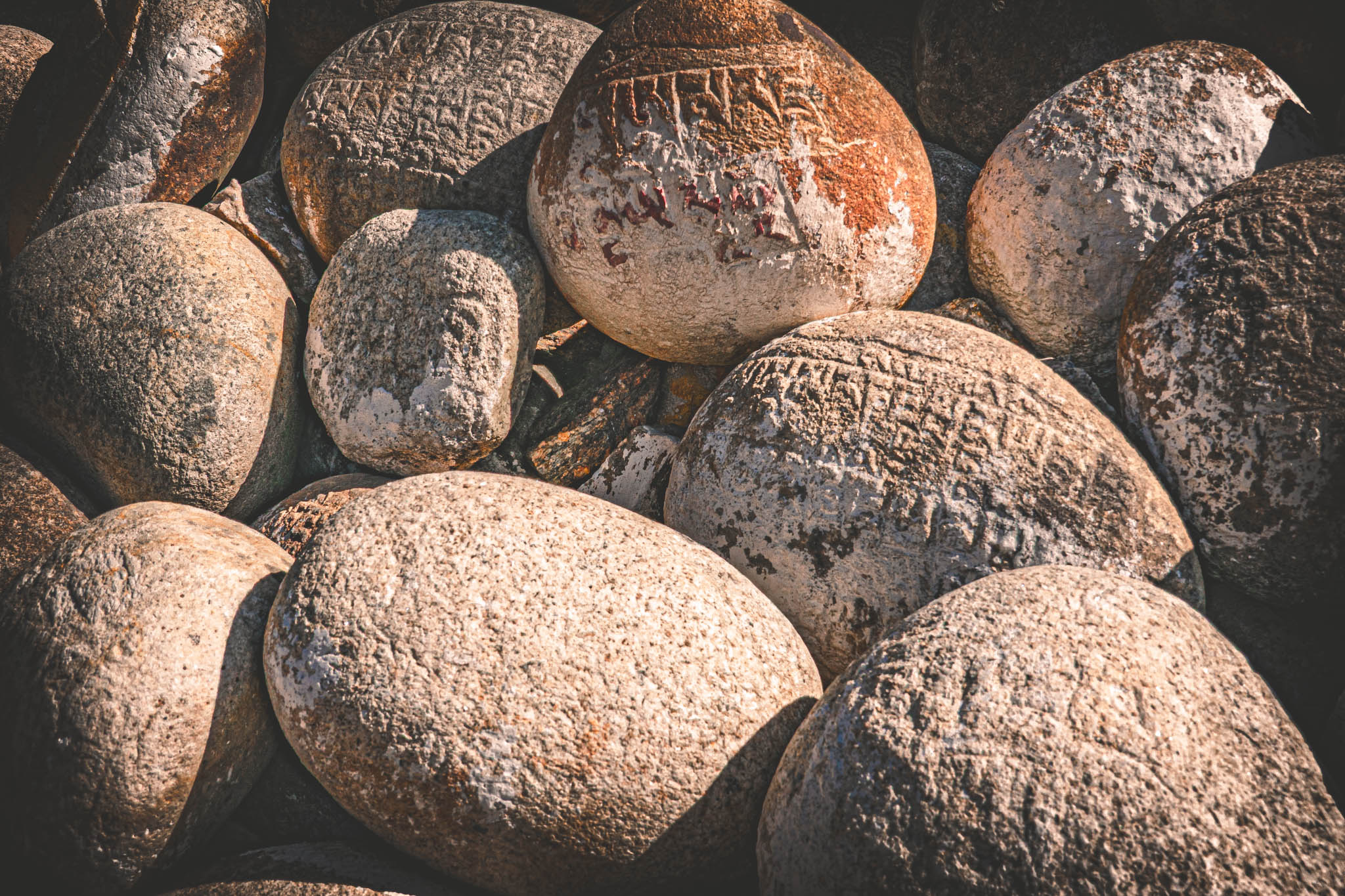 Jambay Lhakhang, Bumthang Valley, Bhutan (photo Oct. 26, 2018) "dobang" or "mani" pile, a cairn of votive offerings etched with "manipadme" mantra.