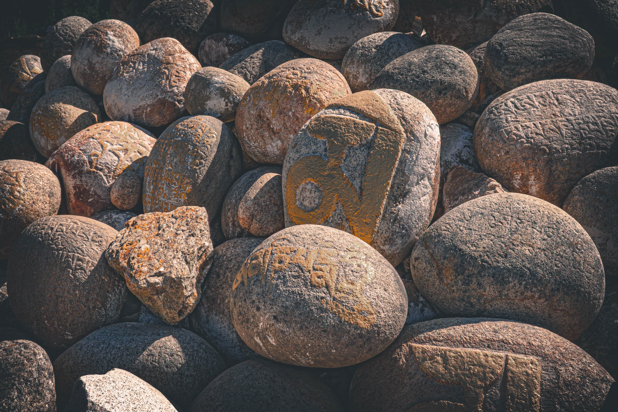 Jambay Lhakhang, Bumthang Valley, Bhutan (photo Oct. 26, 2018) "dobang" or "mani" pile, a cairn of votive offerings etched with "manipadme" mantra.