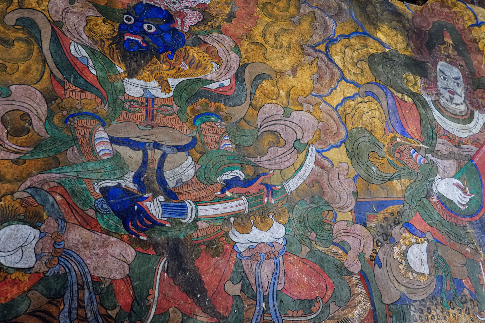 Jambay Lhakhang, Bumthang Valley, Bhutan, orig. 659 AD (photo Oct. 26, 2018) murals in ambulatory, original Jampa Lhakhang.