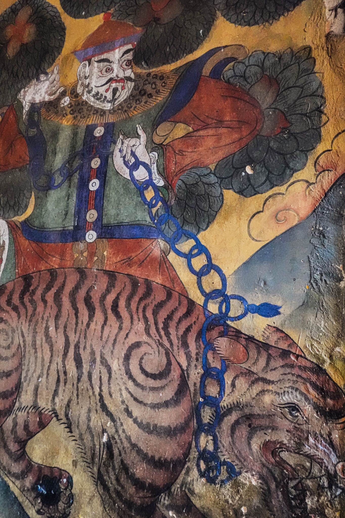 Jambay Lhakhang, Bumthang Valley, Bhutan, orig. 659 AD (photo Oct. 26, 2018) murals in ambulatory, original Jampa Lhakhang.
