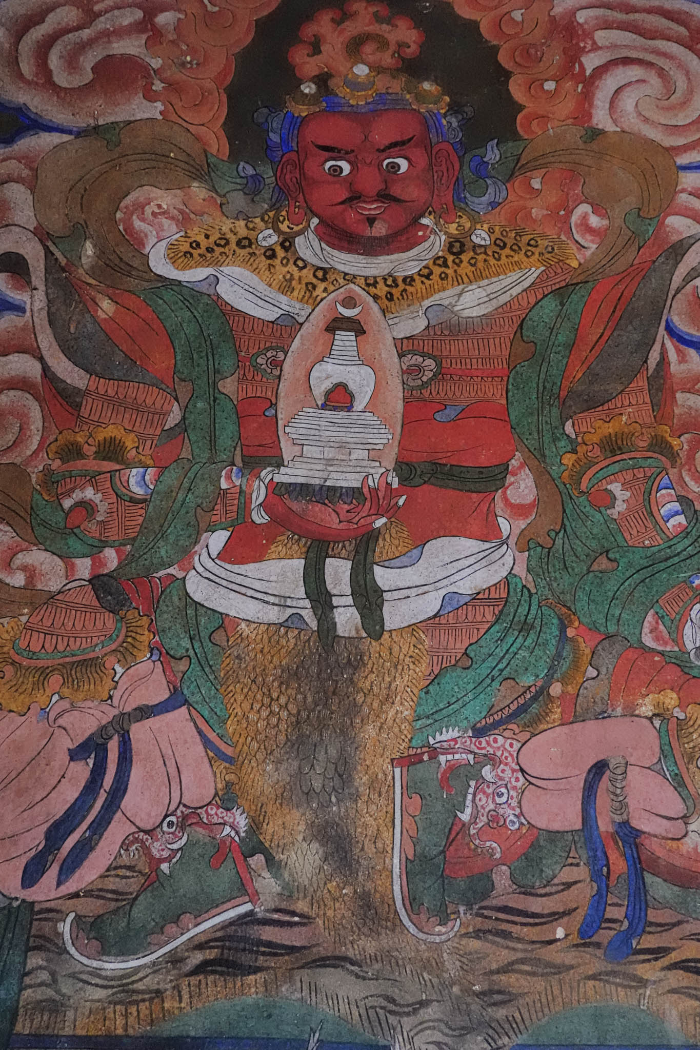 Jambay Lhakhang, Bumthang Valley, Bhutan, orig. 659 AD (photo Oct. 26, 2018) murals in ambulatory, original Jampa Lhakhang.
