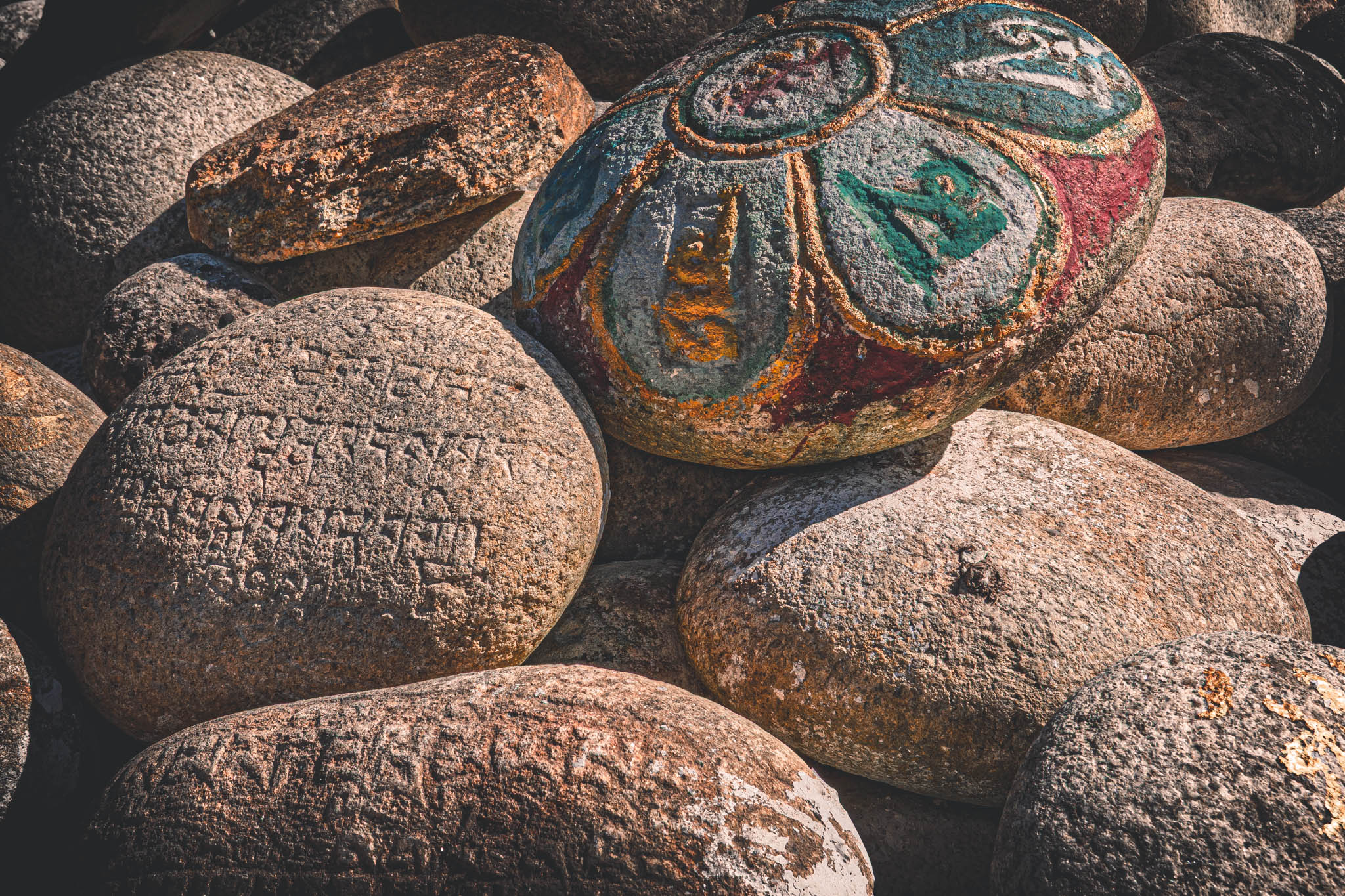 Jambay Lhakhang, Bumthang Valley, Bhutan (photo Oct. 26, 2018) "dobang" or "mani" pile, a cairn of votive offerings etched with "manipadme" mantra.