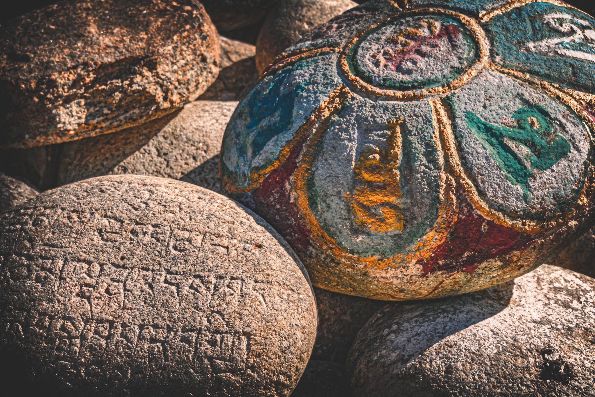 Jambay Lhakhang, Bumthang Valley, Bhutan (photo Oct. 26, 2018) "dobang" or "mani" pile, a cairn of votive offerings etched with "manipadme" mantra.