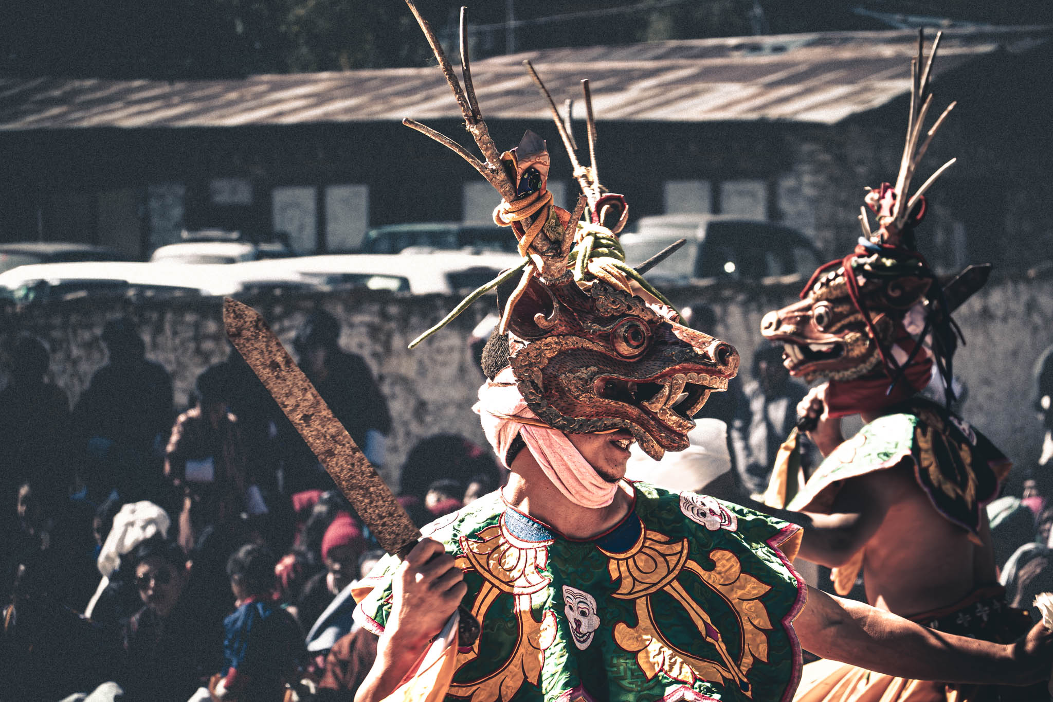 Jambay Lhakhang Drup Festival, Bumthang Valley, Bhutan (photo Oct. 26, 2018) "Shacham" Dance of Four Stags.